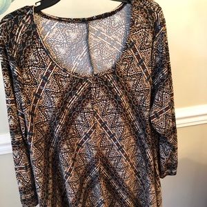 Round Neck Brown Printed Top